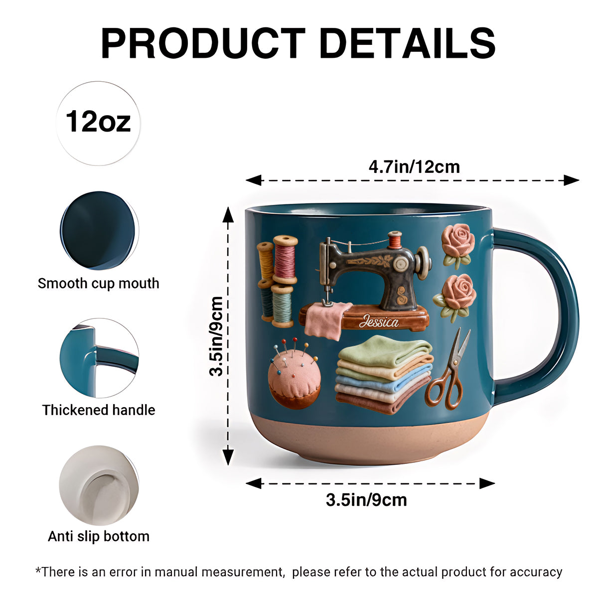 Ich liebe Nähen – Personalisierte Keramiktasse mit Nähmotiv