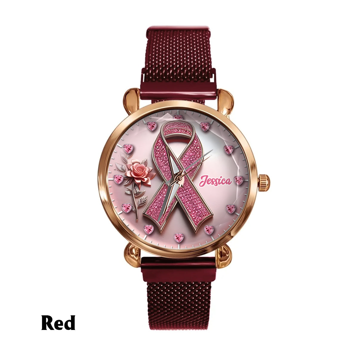 Faith Hope Love - Personalized Breast Cancer Awareness Women Hand Watch