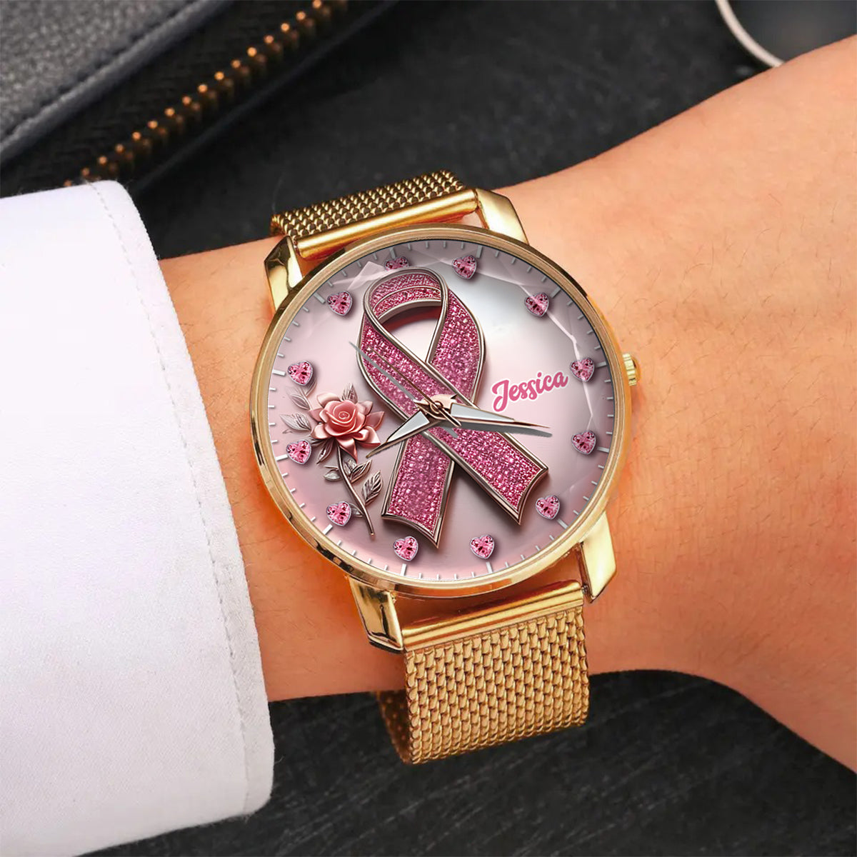 Faith Hope Love - Personalized Breast Cancer Awareness Women Hand Watch