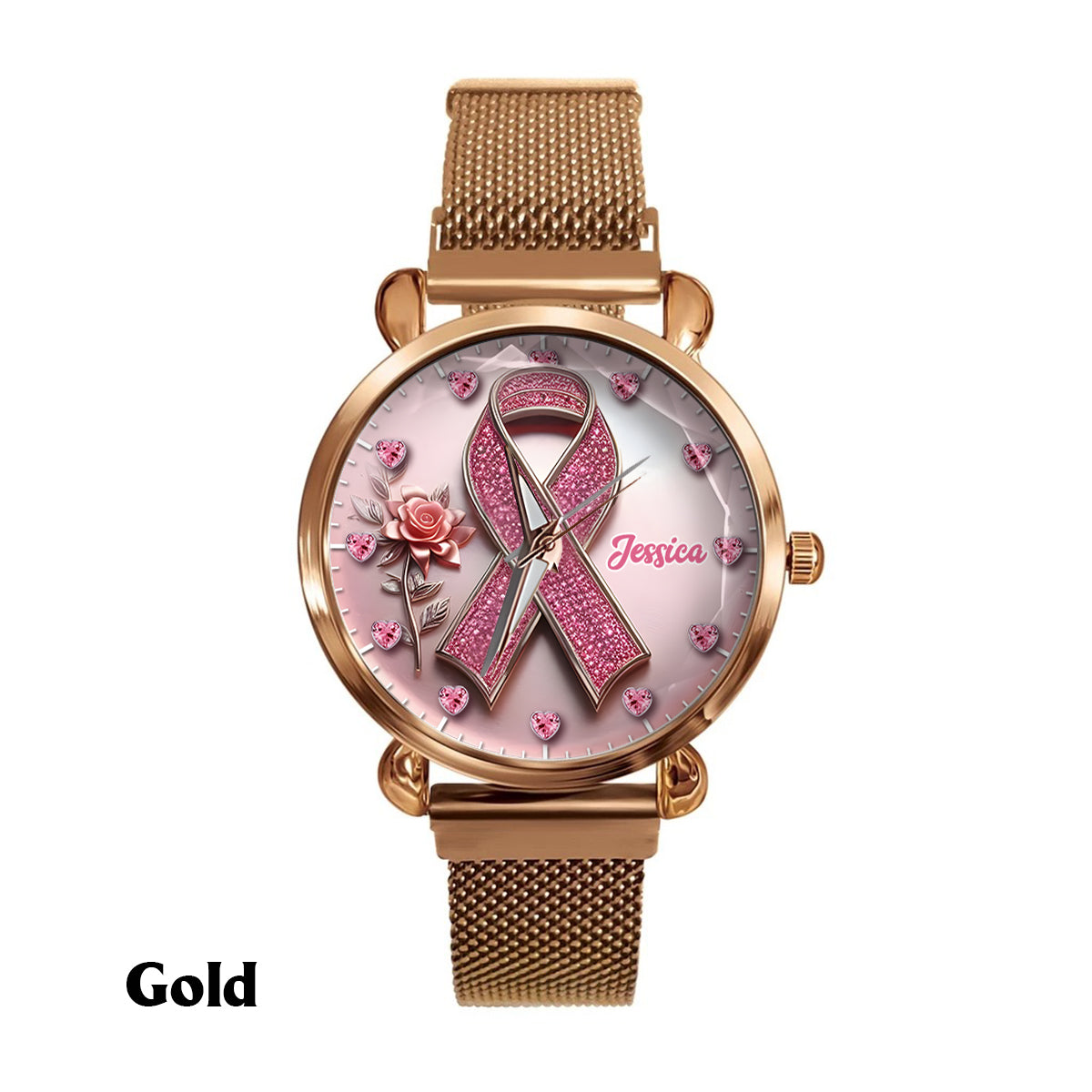 Faith Hope Love - Personalized Breast Cancer Awareness Women Hand Watch