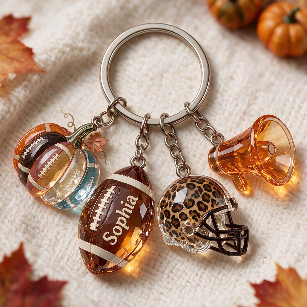 Liebe Fußball - Personalisierter Fußball Premium Schlüsselanhänger mit Charms
