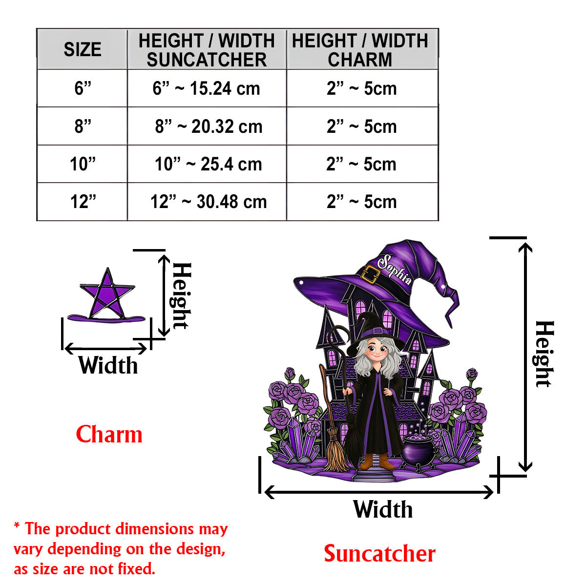 Beautiful Witch - Personalized Witch Window Hanging Suncatcher With Charms
