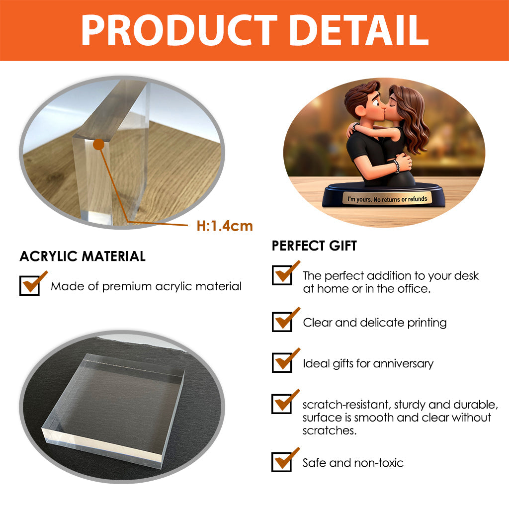 Keine Rückgabe oder Rückerstattung – Personalisierte Acrylplakette für Paare in individueller Form