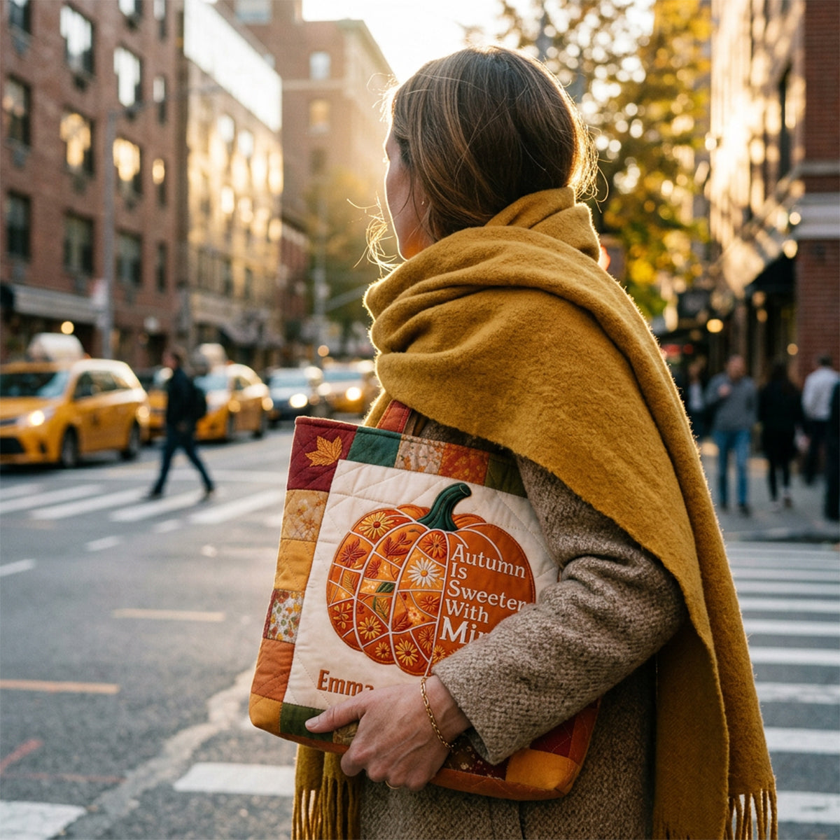 Autumn Is Sweeter With Mimi - Personalized Grandma Quilted Tote Bag