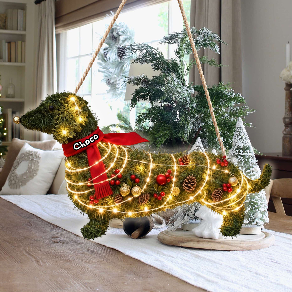 Dachshund Dog Wreath - Personalized Dog LED Light Acrylic Sign