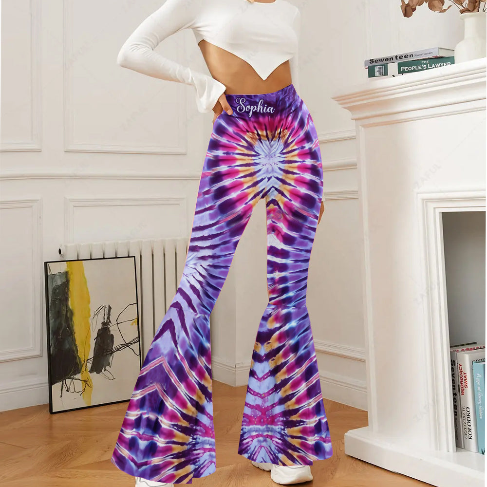 Tie-Dye Vibe - Personalized Hippie Flare Leggings