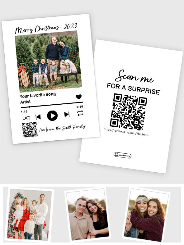Beliebte Weihnachtslieder mit Foto-Upload – personalisierte QR-Grußkarte