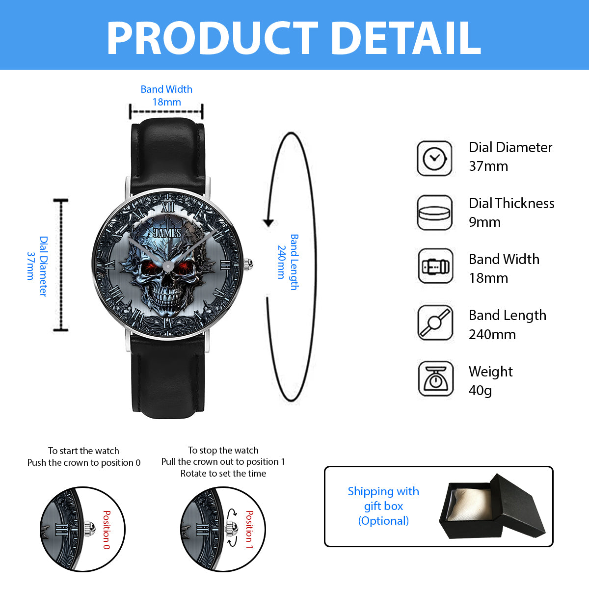 SkullTime – Personalisierte Totenkopf-Handuhr
