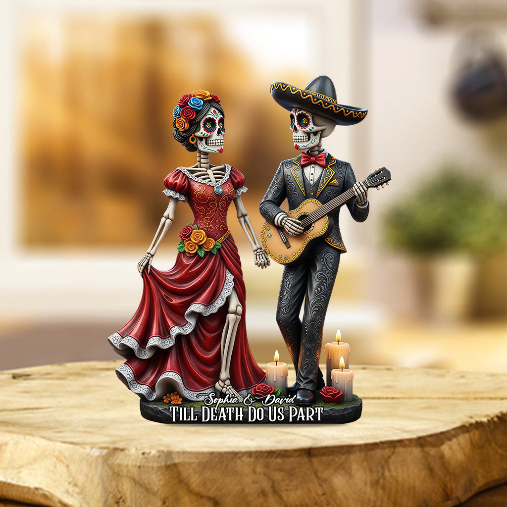 Bis dass der Tod uns scheidet – Personalisierte Acrylplakette in individueller Form für Paare