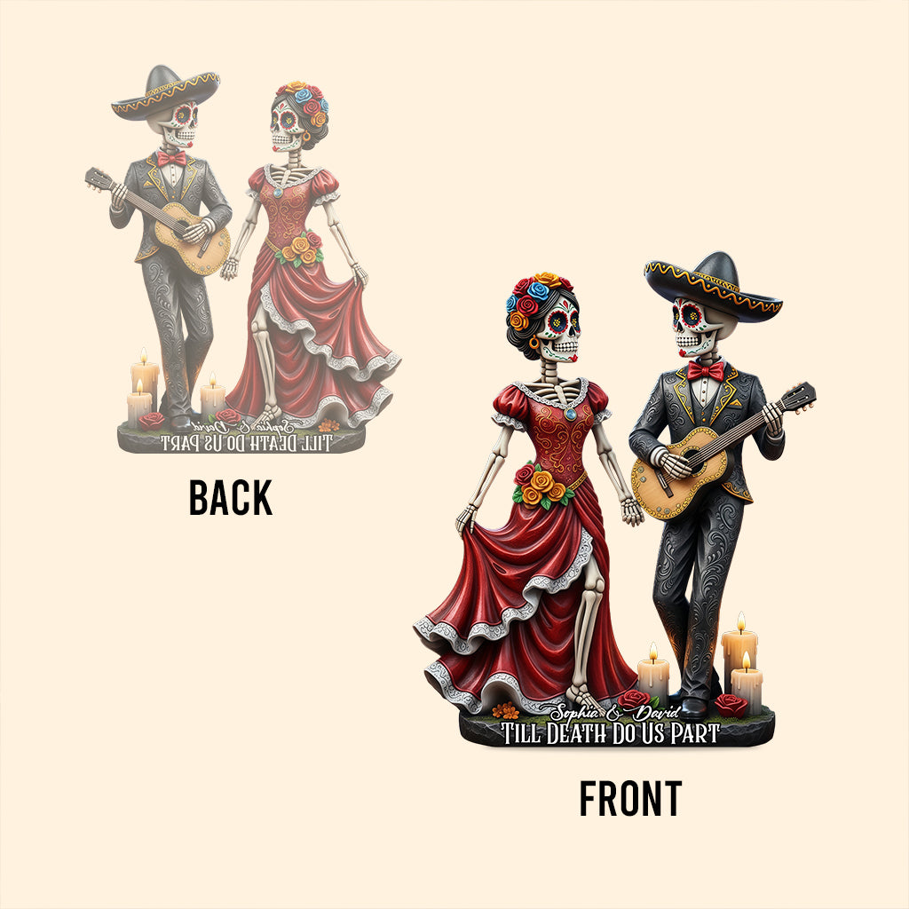 Bis dass der Tod uns scheidet – Personalisierte Acrylplakette in individueller Form für Paare