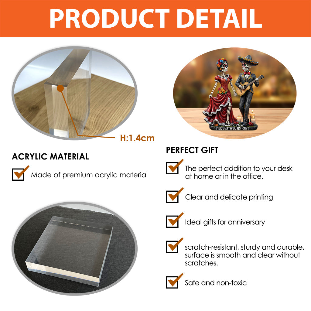 Bis dass der Tod uns scheidet – Personalisierte Acrylplakette in individueller Form für Paare
