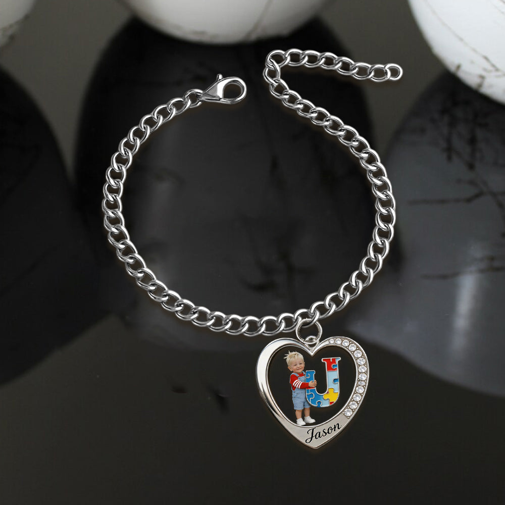 Custom From Any Photo, Car Interior Decoration, Steering Wheel Rosary Charm - Personalized Autism Awareness Bracelet With Charms