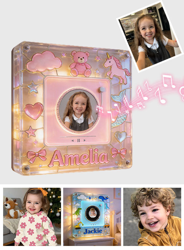 Night Story Telling For Kids - Personalized Kid Rotating Music Magnet With Light