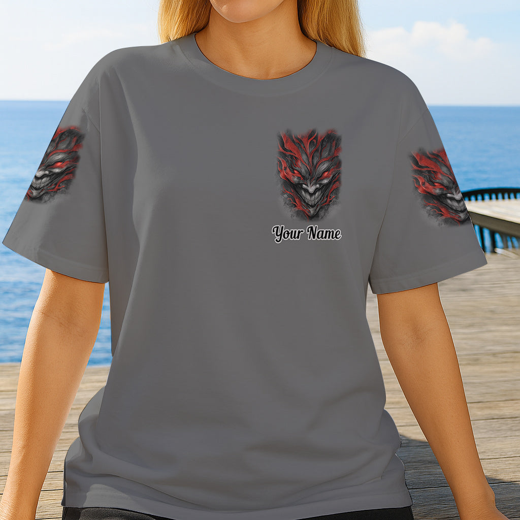 I'm Never Alone - Personalized Skull All Over Shirt