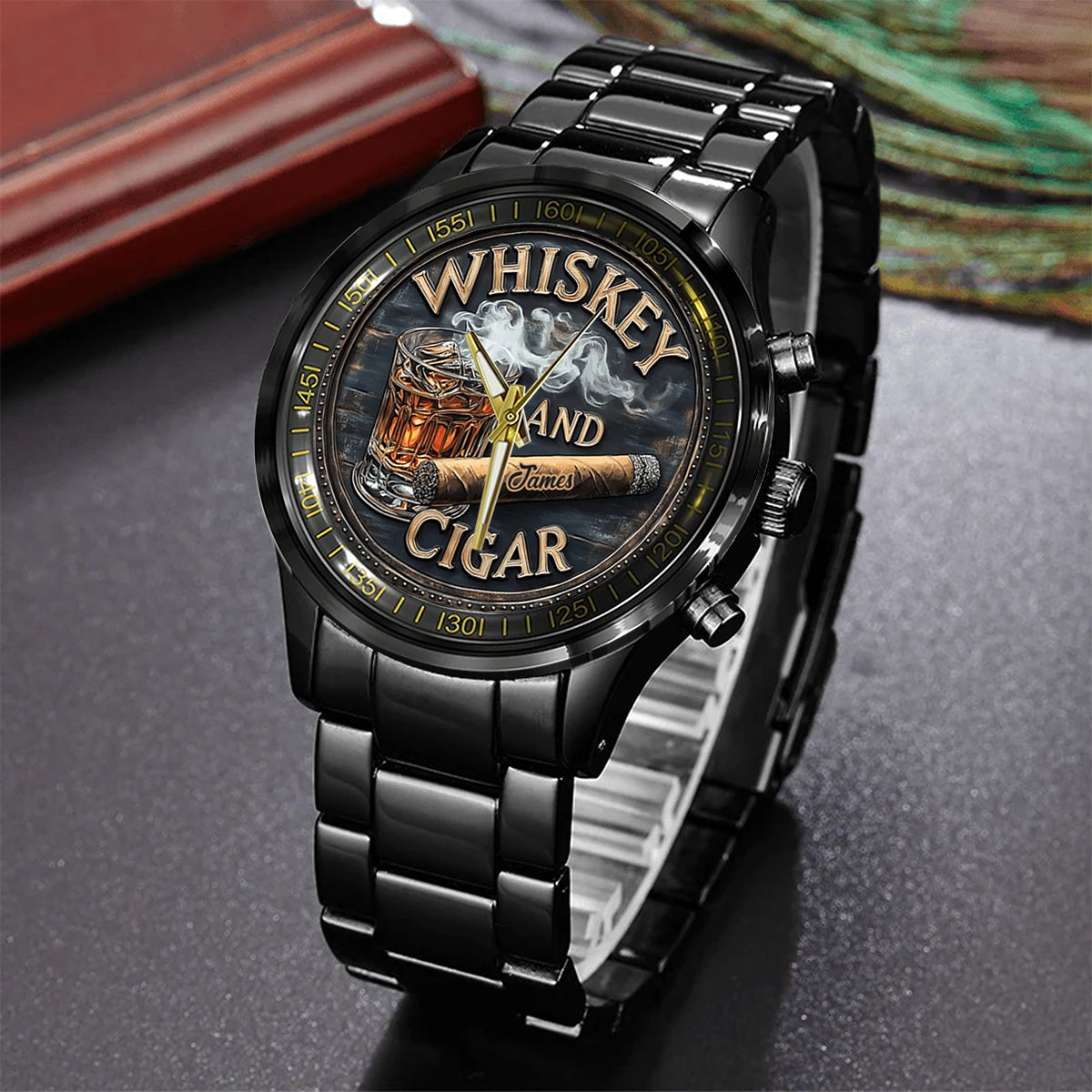 Whiskey And Cigar - Personalized Whisky Hand Watch