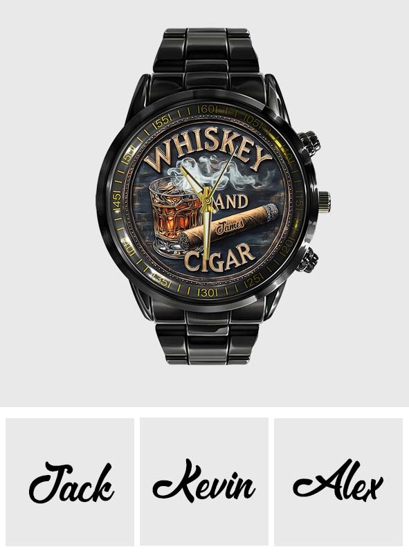 Whiskey And Cigar - Personalized Whisky Hand Watch