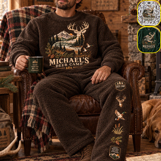 Deer Camp - Personalisiertes Jagd-Fleece-Lounge-Set