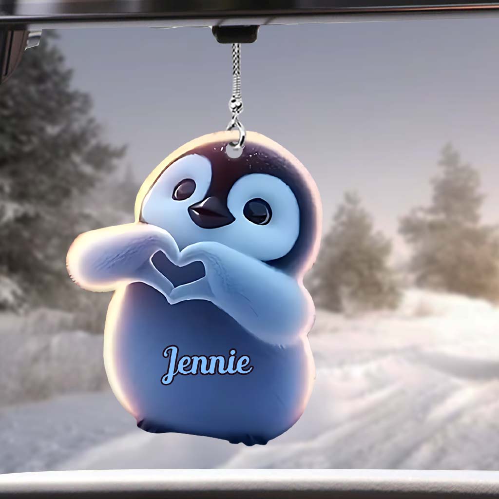 Einfach ein Mädchen, das Pinguine liebt – Personalisierter Autoanhänger für Pinguinliebhaber
