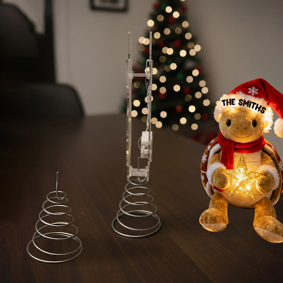 Frohe Weihnachten – Personalisierte LED-Baumspitze in Schildkrötenform