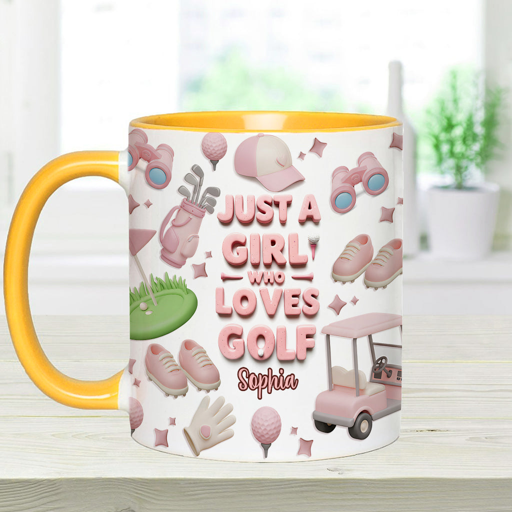 Just A Girl Who Loves Golf - Personalized Golf Accent Mug