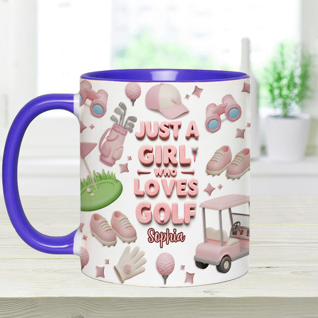 Just A Girl Who Loves Golf - Personalized Golf Accent Mug