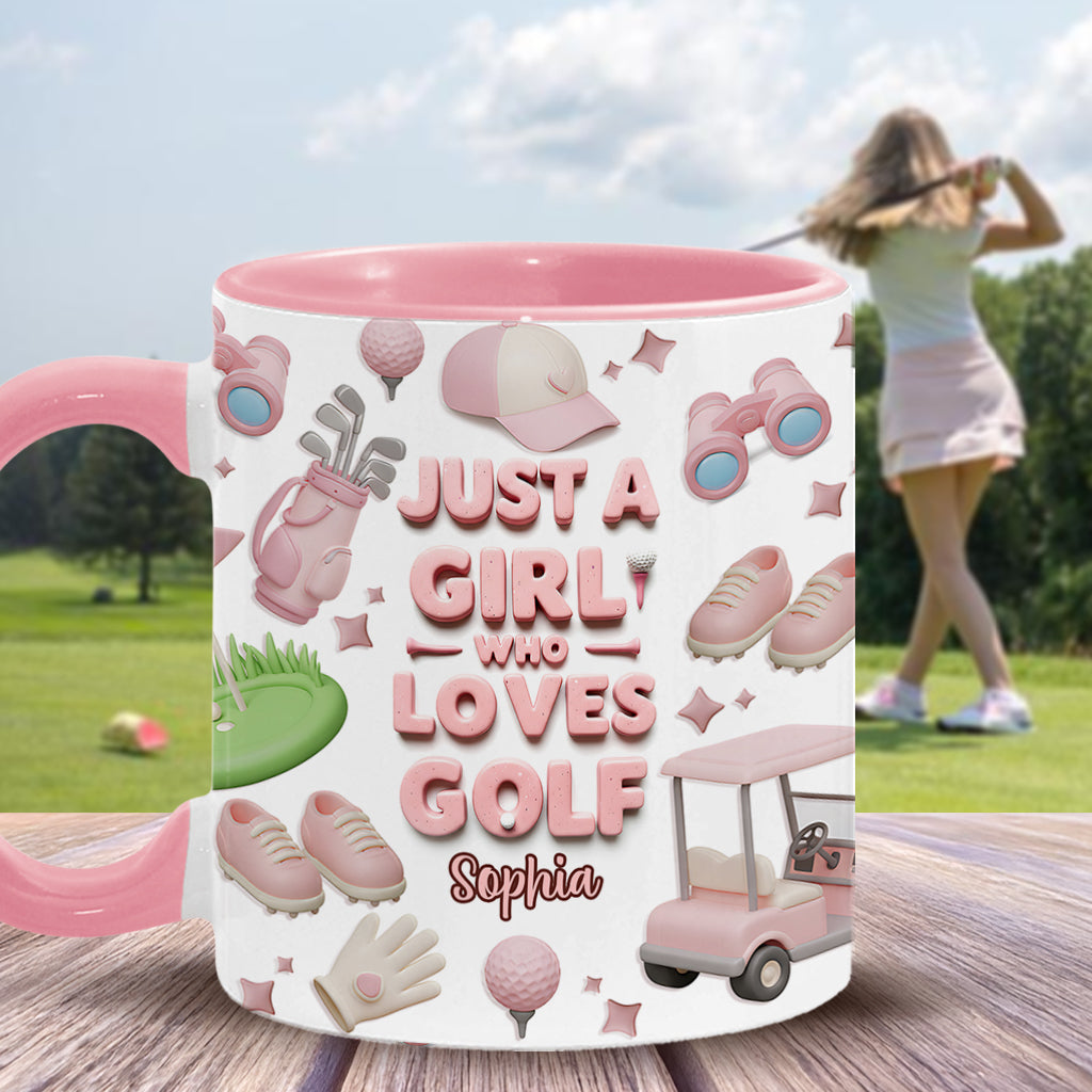 Just A Girl Who Loves Golf - Personalized Golf Accent Mug