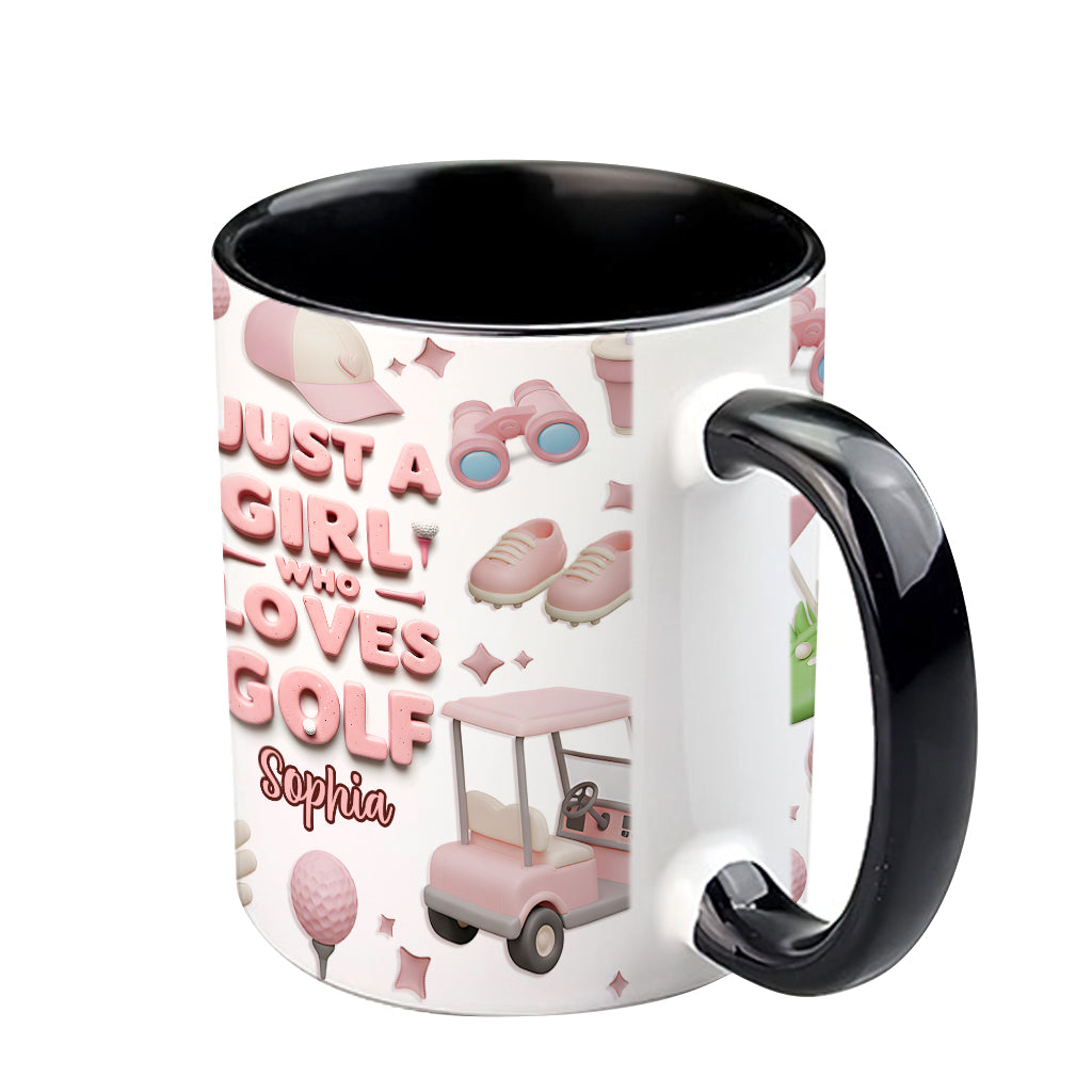 Just A Girl Who Loves Golf - Personalized Golf Accent Mug