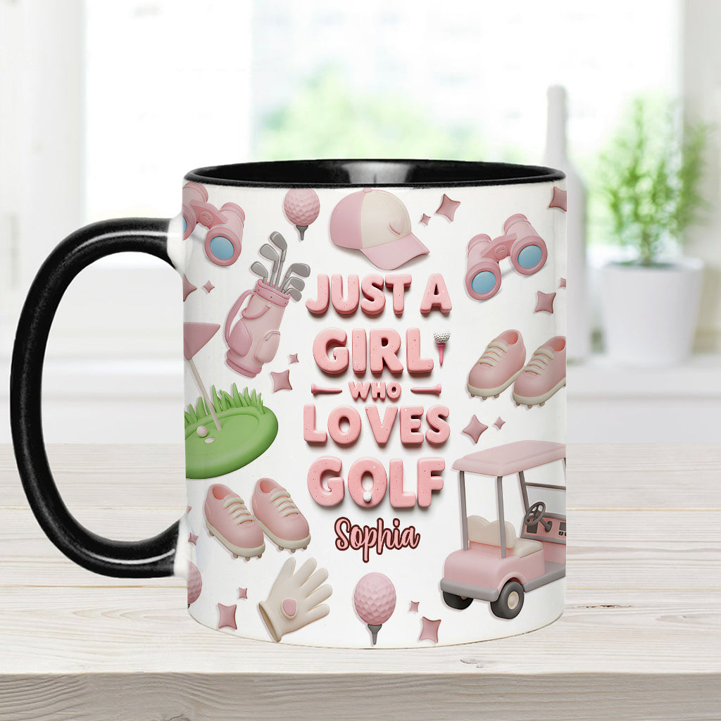 Just A Girl Who Loves Golf - Personalized Golf Accent Mug
