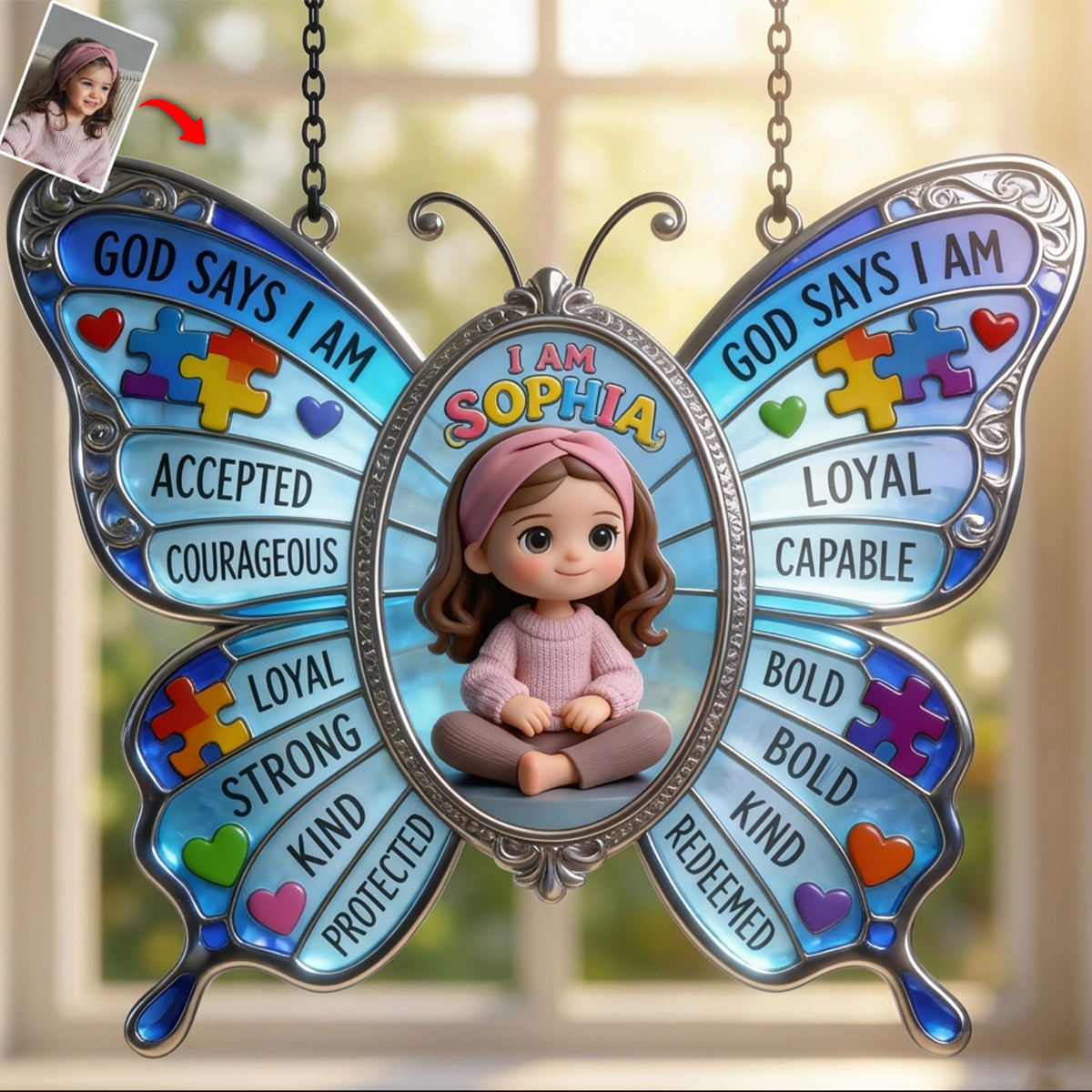 God Says You Are, Autism Awareness - Personalized Autism Awareness Window Hanging Suncatcher Ornament