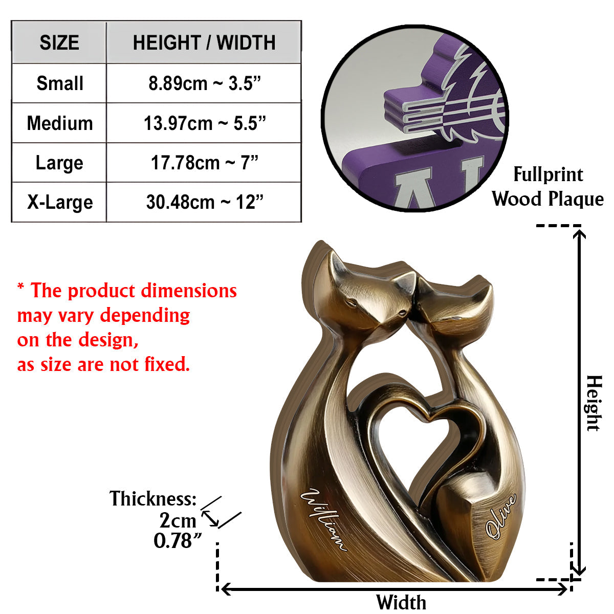 Jahrestagsgeschenk für Paare mit Katze – Personalisierte Holzplakette in individueller Form für Paare