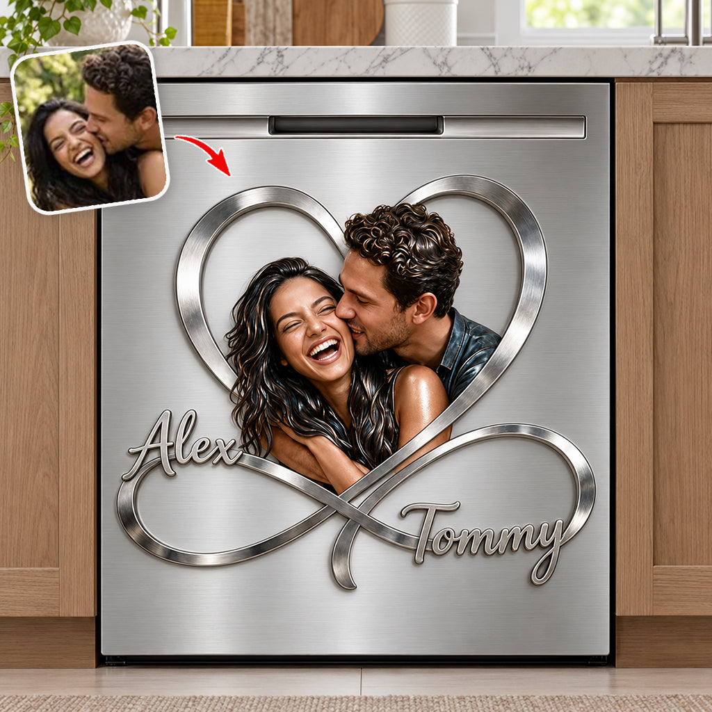 Custom Photo Infinite Love - Personalized Couple Dishwasher Cover