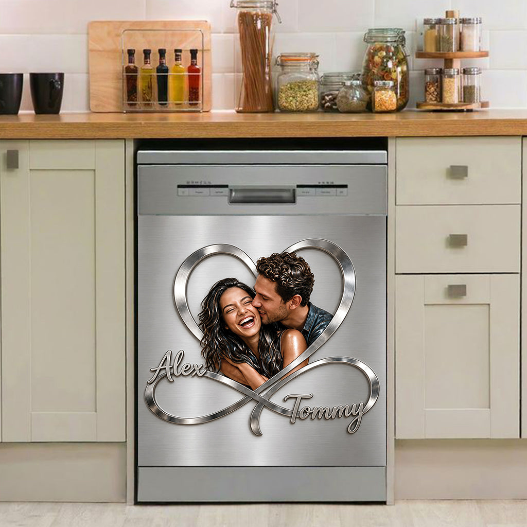Custom Photo Infinite Love - Personalized Couple Dishwasher Cover