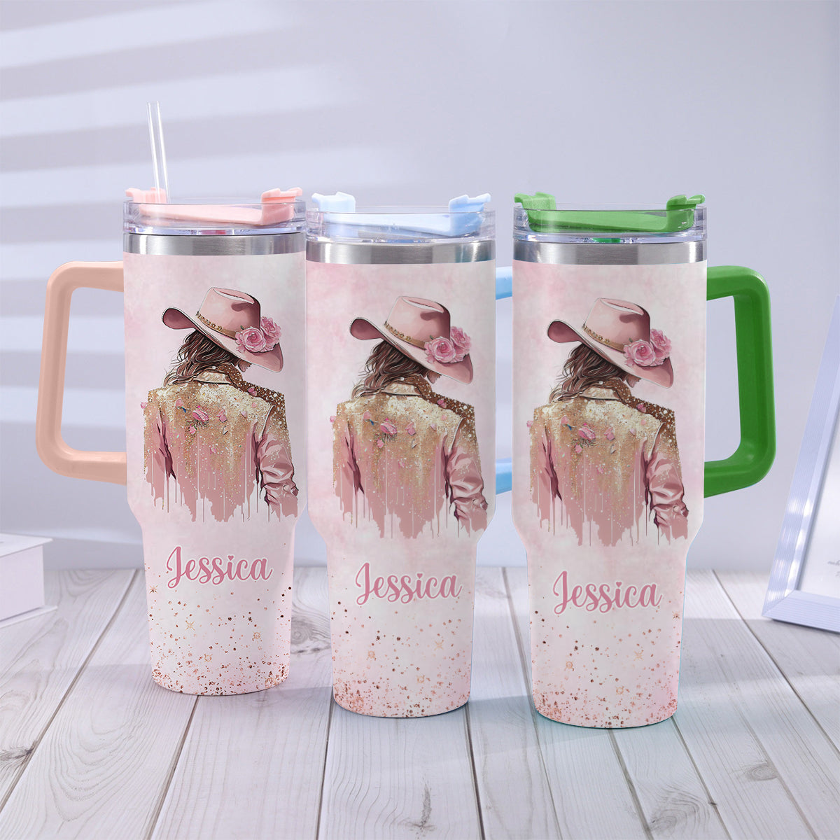 Cowgirl Spirit - Personalized Cowgirl Tumbler With Handle
