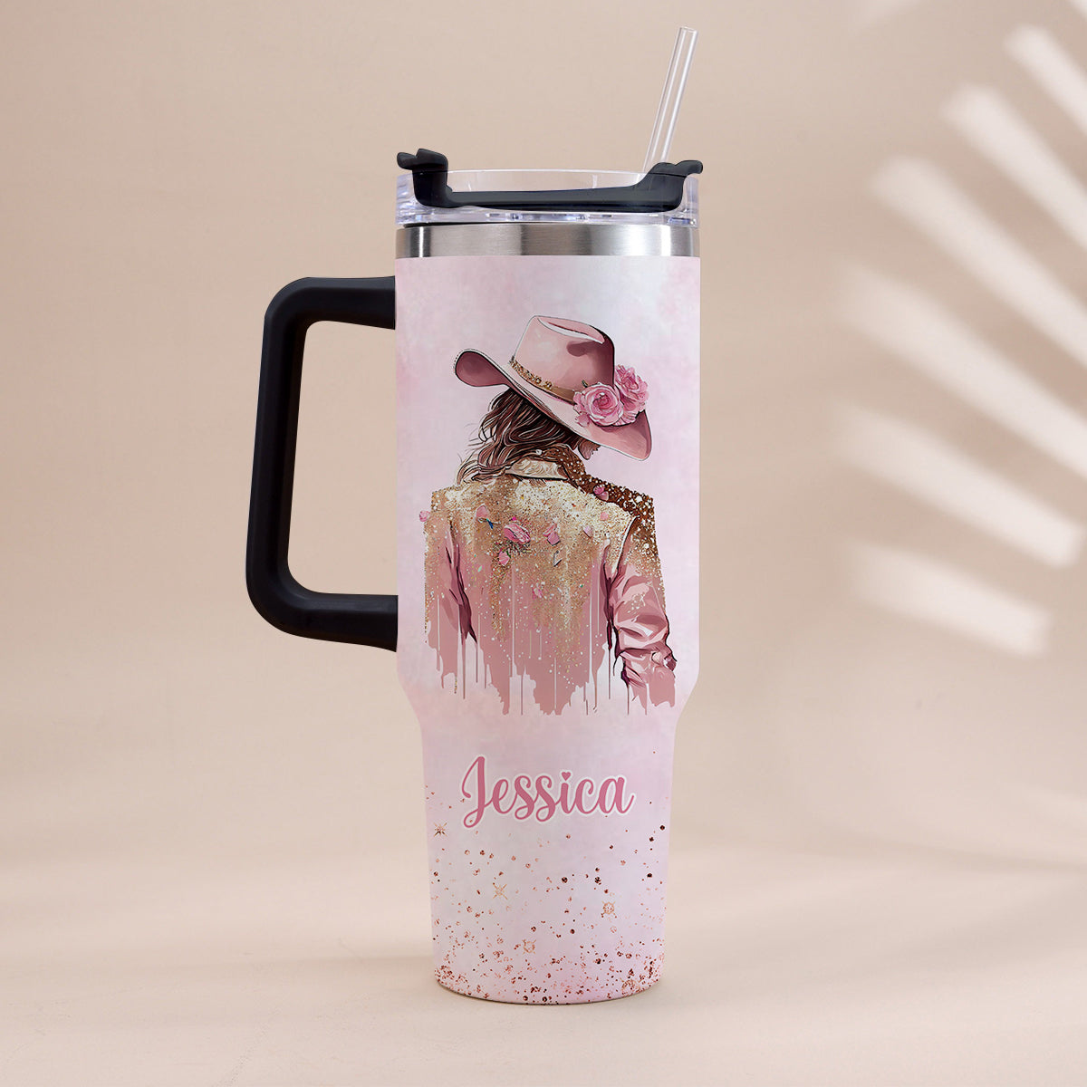 Cowgirl Spirit - Personalized Cowgirl Tumbler With Handle