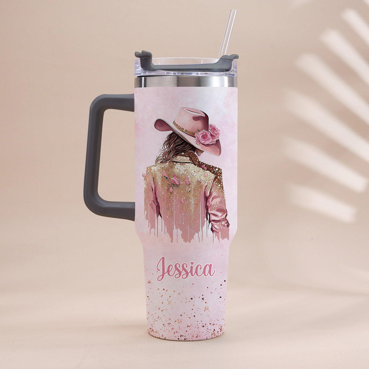 Cowgirl Spirit - Personalized Cowgirl Tumbler With Handle