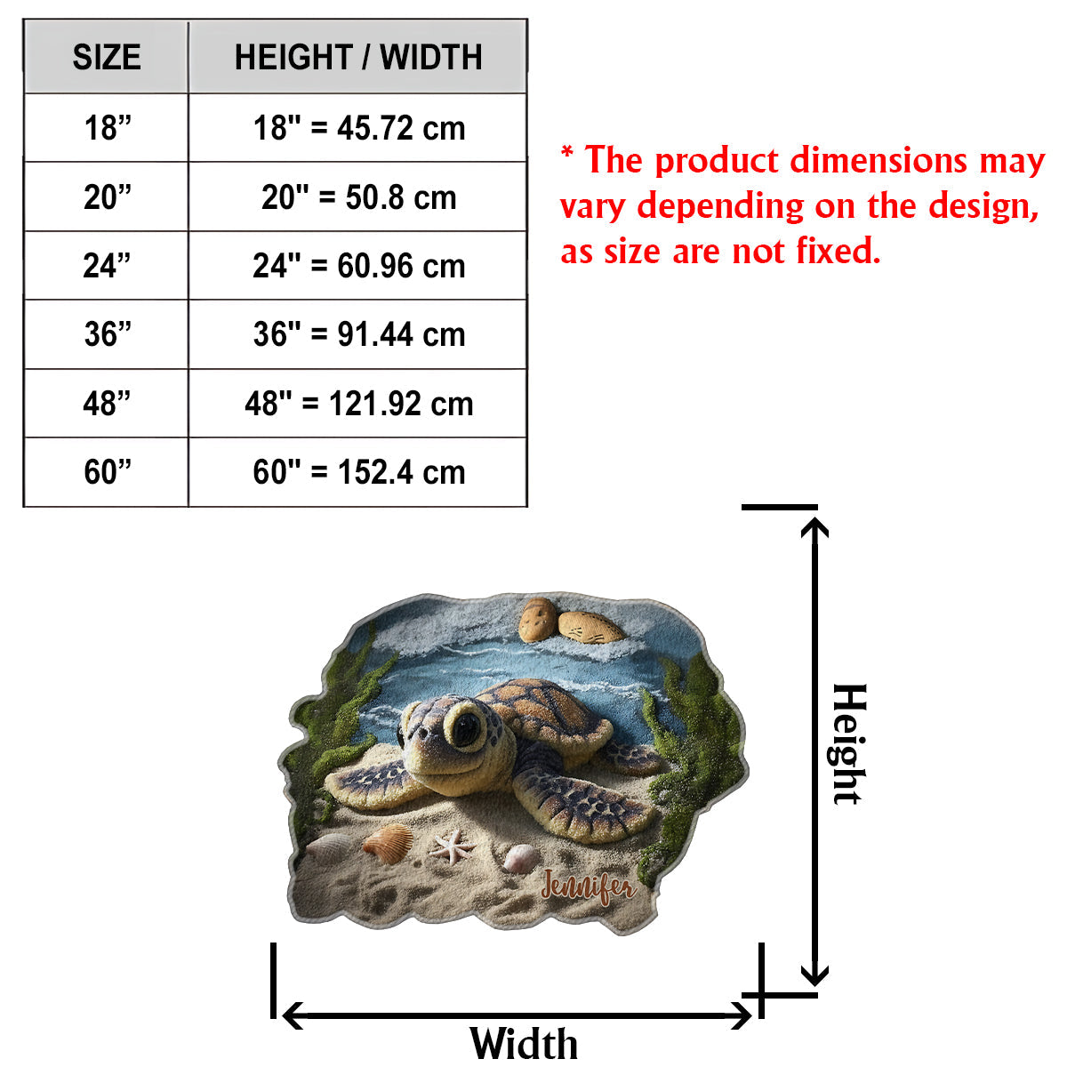 Bis bald! - Personalisierter, rutschfester, getufteter Schildkröten-Teppich