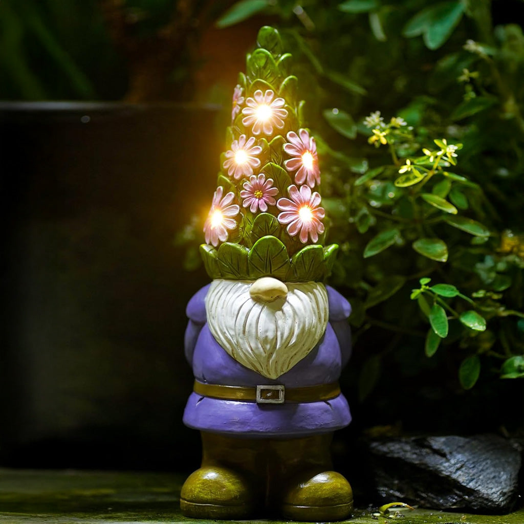 Solarbetriebene Gartenfigur: Schildkröte mit Sukkulente und 7 LED-Leuchten