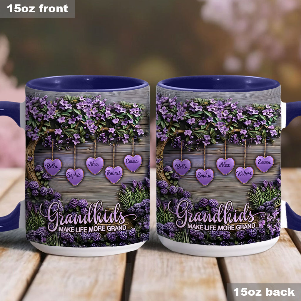 Enkelkinder machen das Leben schöner – personalisierte Tasse mit Oma-Akzent