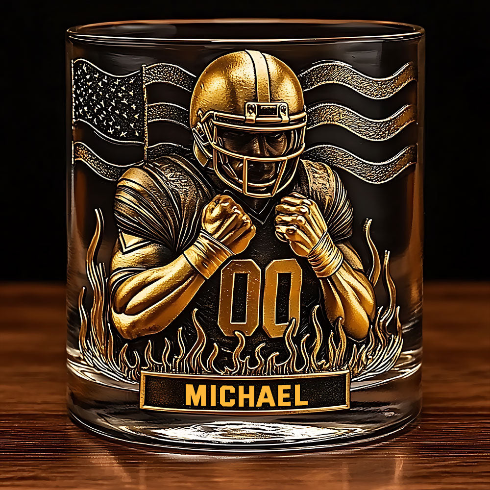 Whiskey & American Football - Personalized Football Whiskey Glass