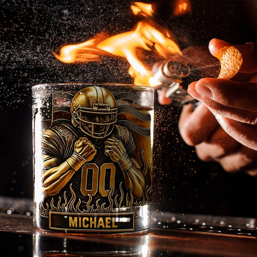 Whiskey & American Football - Personalized Football Whiskey Glass