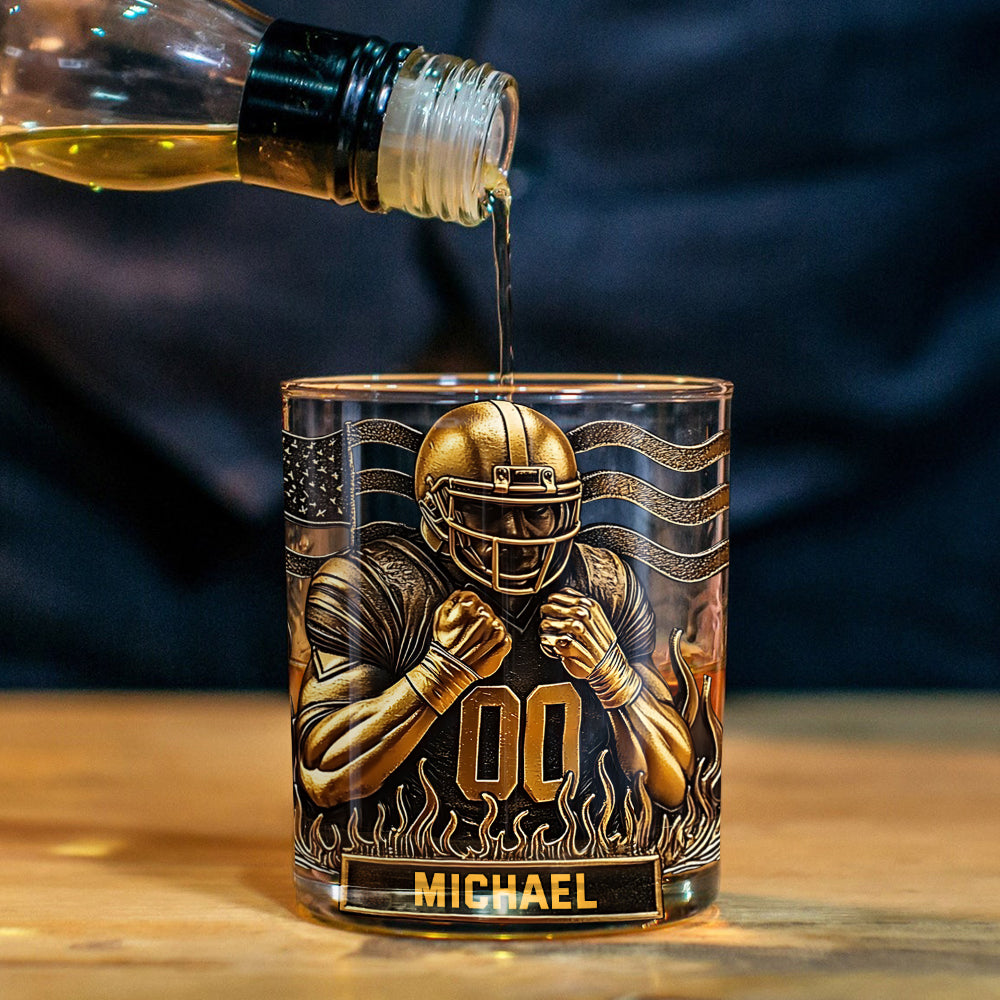 Whiskey & American Football - Personalized Football Whiskey Glass