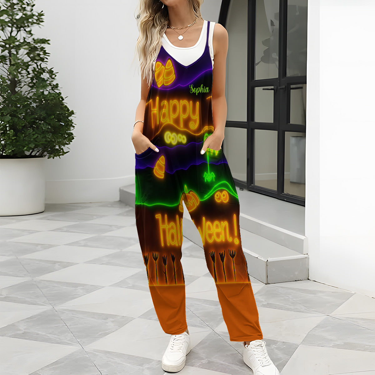 Fröhliches Halloween – Personalisierte Halloween-Overalls/Strampler in lockerer Passform