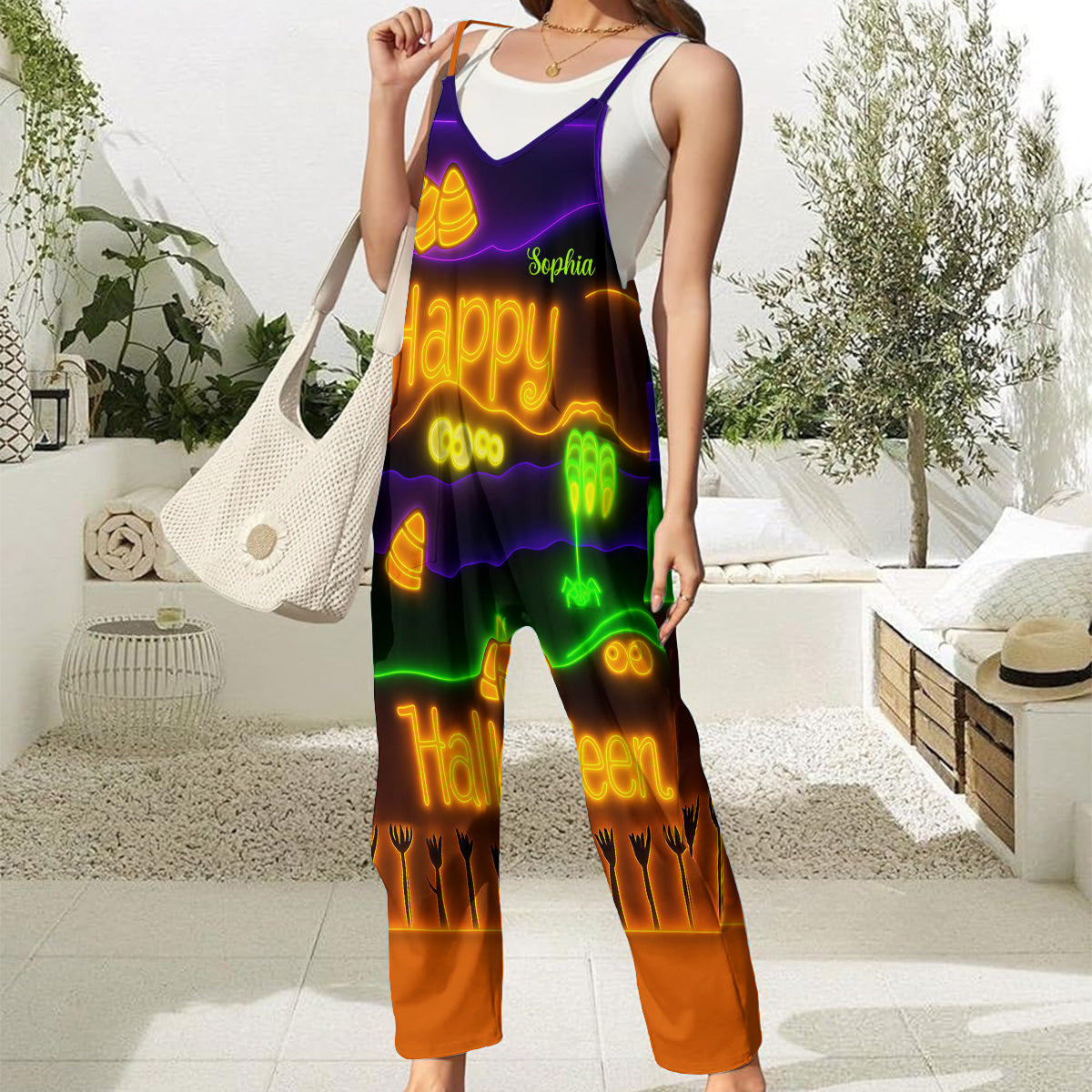 Fröhliches Halloween – Personalisierte Halloween-Overalls/Strampler in lockerer Passform