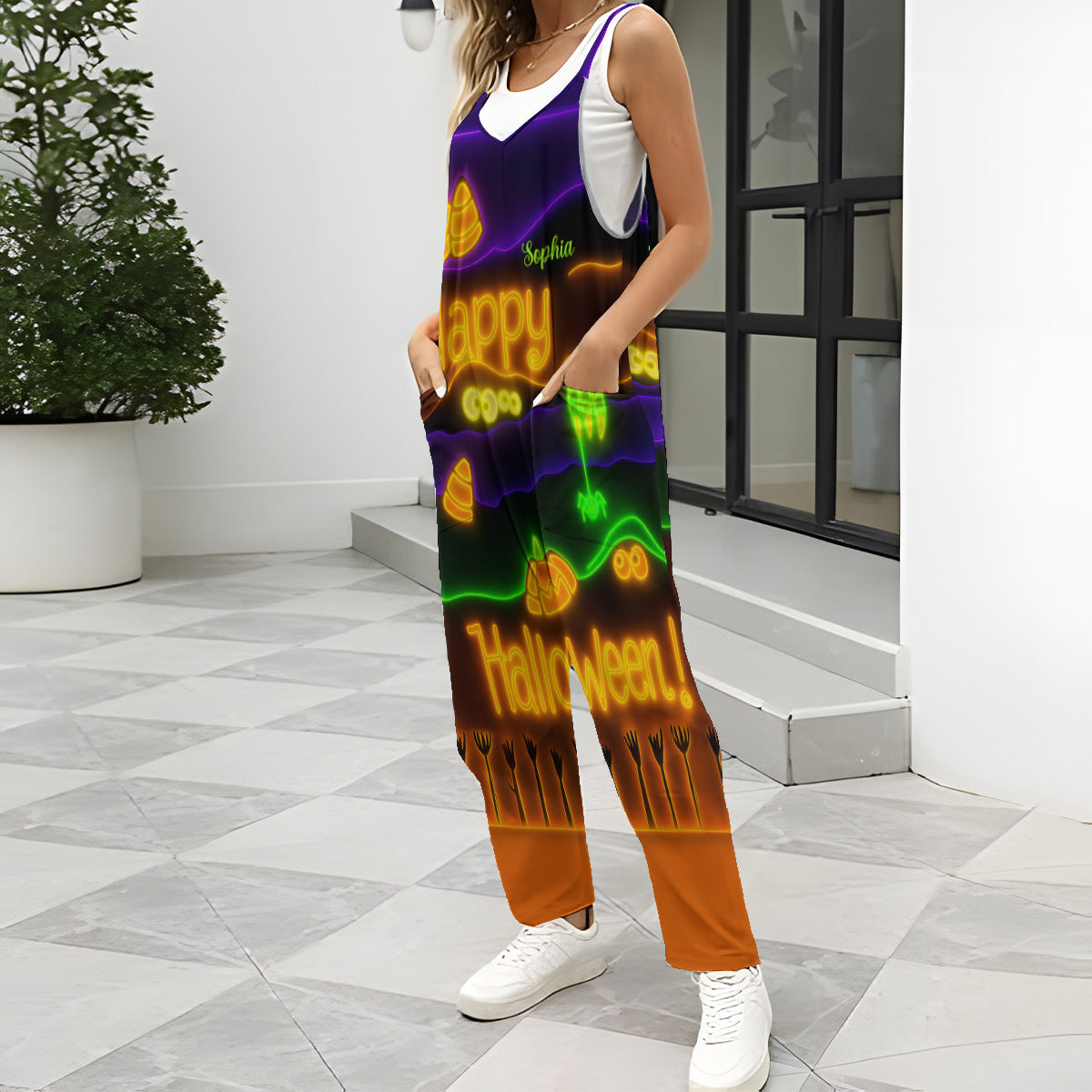Fröhliches Halloween – Personalisierte Halloween-Overalls/Strampler in lockerer Passform