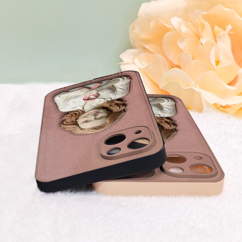 Hope - Personalized Breast Cancer Awareness 3D Embossed Leather Phone Case