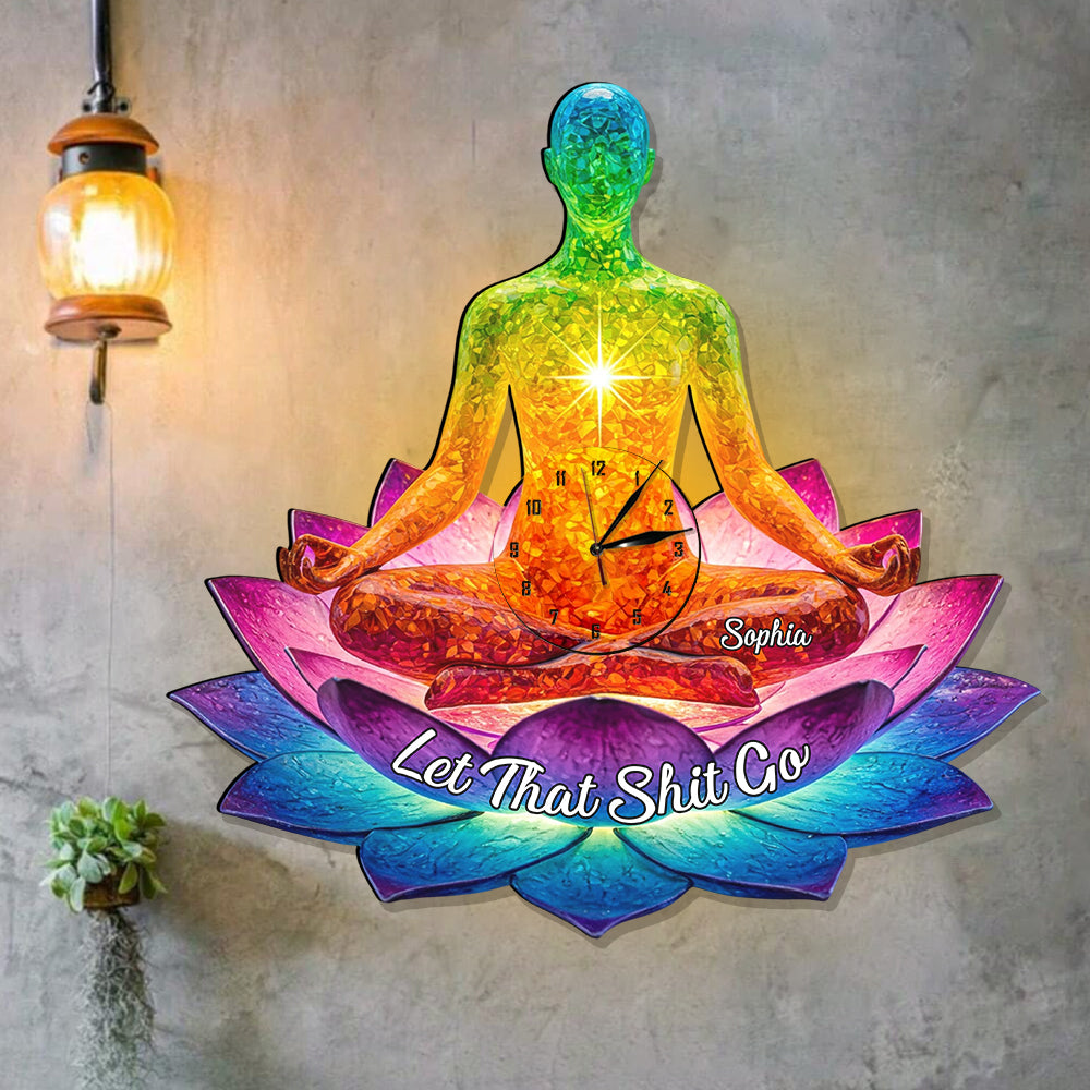 Let That Sht Go - Personalized Yoga LED Light Wall Clock