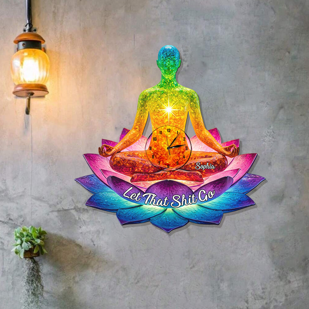 Let That Sht Go - Personalized Yoga LED Light Wall Clock