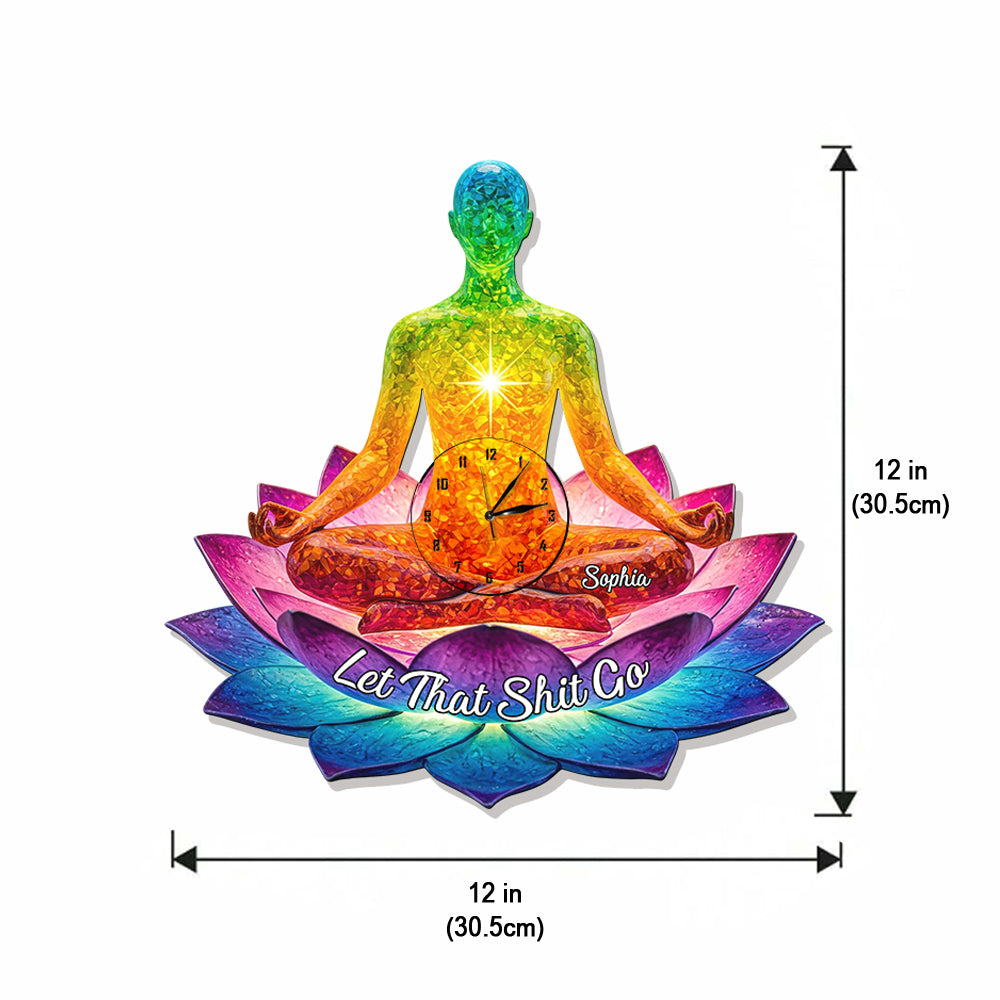 Let That Sht Go - Personalized Yoga LED Light Wall Clock