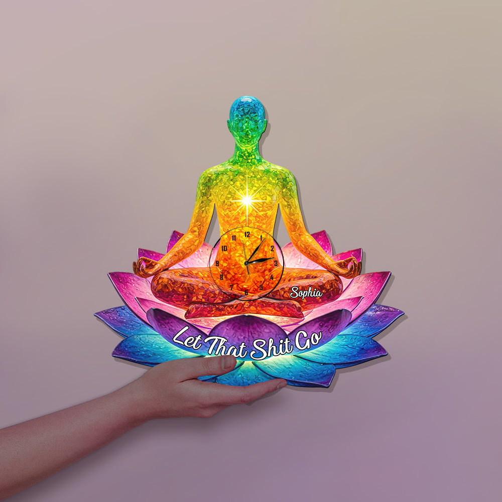 Let That Sht Go - Personalized Yoga LED Light Wall Clock