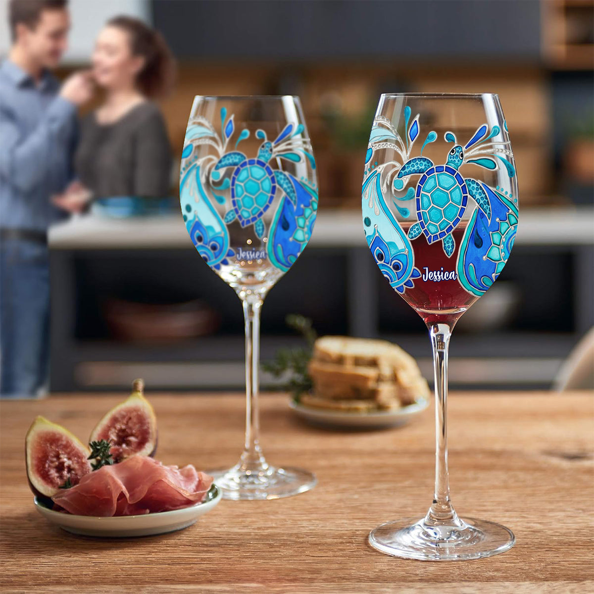 Turtle Waves - Personalized Turtle Wine Glass With Long Stem